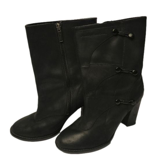 Harley Davidson Moto Boots Size 8 Leather Zip Side Button Accents Stamped Logo - Picture 2 of 16